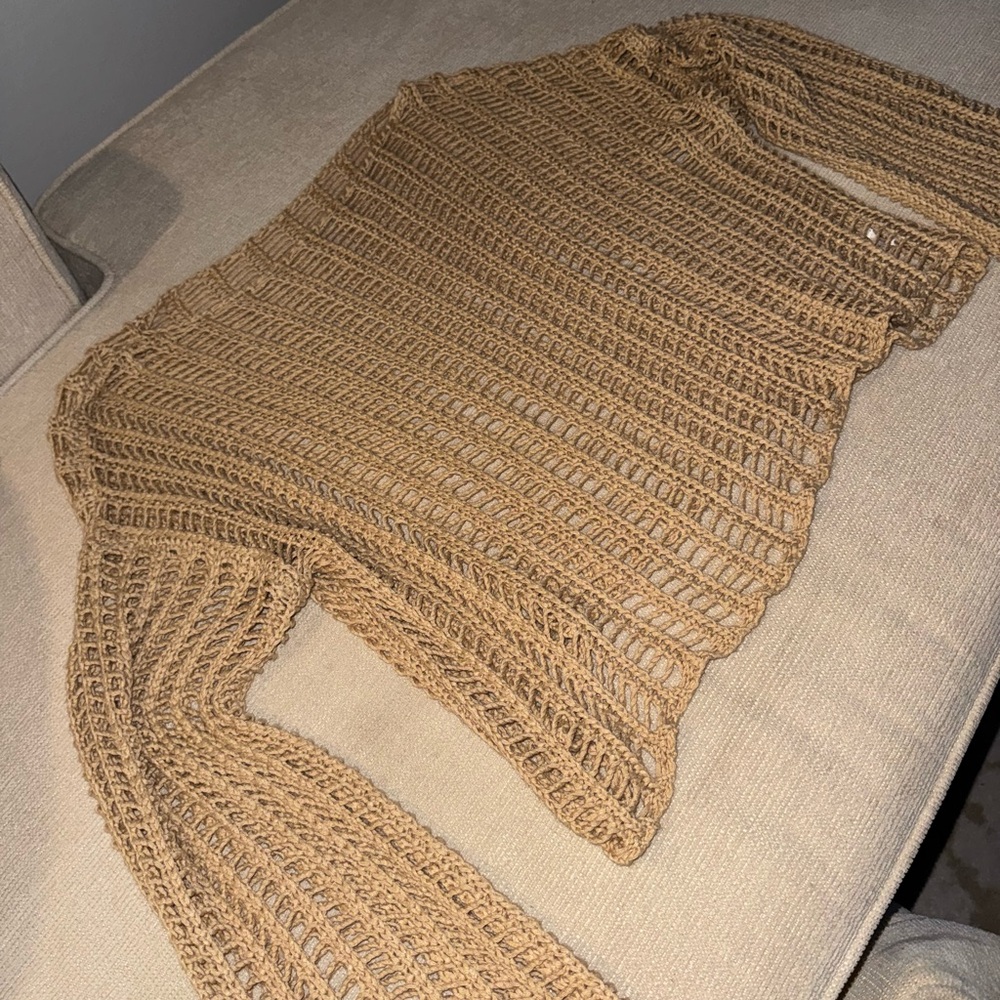 Klassy Network Crochet Coverup Top - Beige - Picture 3 of 4